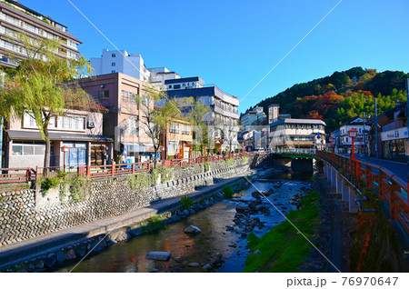 湯村温泉 春来川 温泉街 兵庫県新温泉町 湯村温泉 春来川 温泉街 兵庫県新温泉町 76970647