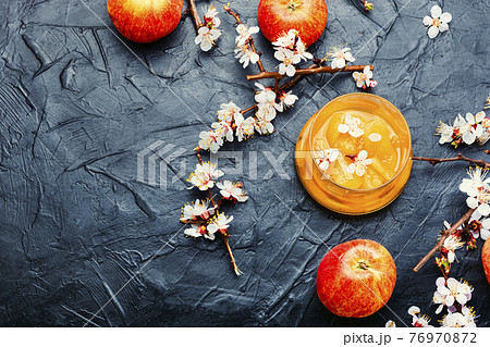 Homemade apple jam,copy space 76970872