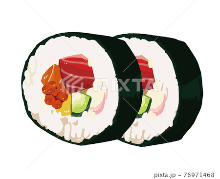 寿司 海鮮太巻き 手書きベクターイラストのイラスト素材