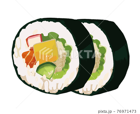 寿司 太巻き サラダ巻き 手書きベクターイラストのイラスト素材