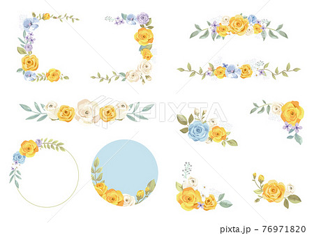 黄色のバラ 飾り枠 黄色のバラ 飾り枠 76971820