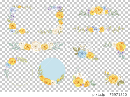 黄色のバラ 飾り枠 黄色のバラ 飾り枠 76971820
