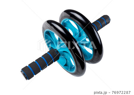 fitness wheel to strengthen the abdominal muscles and back, on a white background 76972287