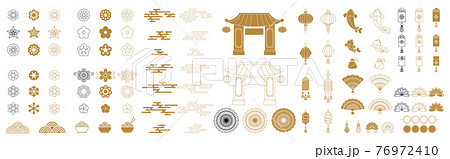 Set of Chinese, Japanese and Asian traditional decoration 76972410