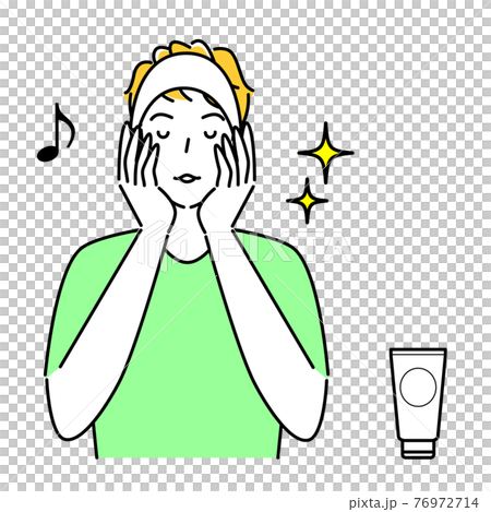 一個皮膚粗糙的男人做皮膚護理的插圖簡單矢量 76972714