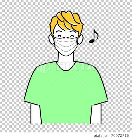 A refreshing man wearing a mask with a smile. Simple illustration. Vector A refreshing man wearing a mask with a smile. Simple illustration. Vector 76972716