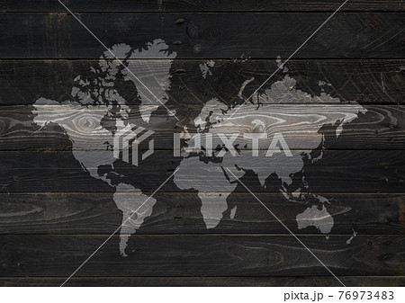 World map on black wooden wall background World map on black wooden wall background 76973483