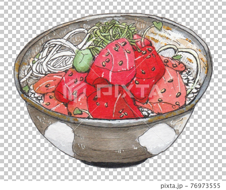 Hand-painted food and drink menu Tuna-pickled rice bowl 76973555