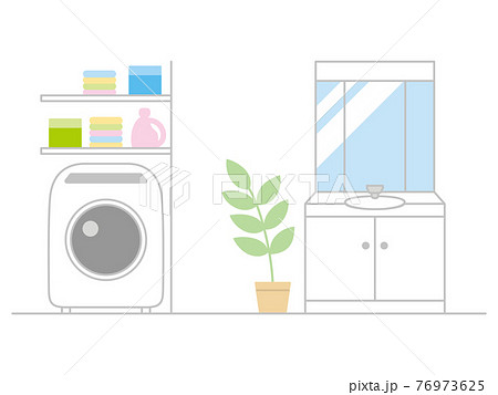 洗面台と洗濯機のイラスト素材