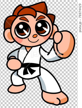 空手のポーズをとる男の子のイラスト素材