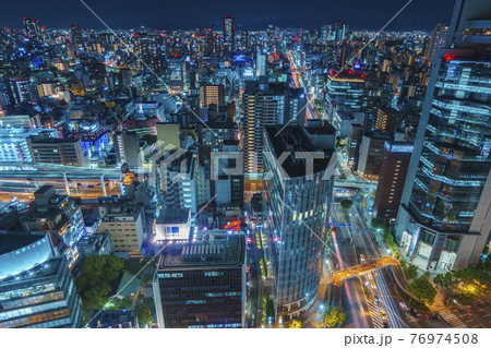 大阪駅前第三ビル展望台からの眺め 夜景【大阪都市風景】 大阪駅前第三ビル展望台からの眺め 夜景【大阪都市風景】 76974508