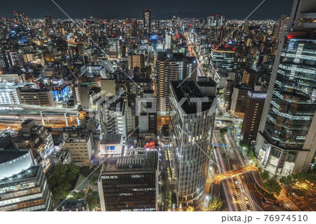 大阪駅前第三ビル展望台からの眺め 夜景【大阪都市風景】 大阪駅前第三ビル展望台からの眺め 夜景【大阪都市風景】 76974510