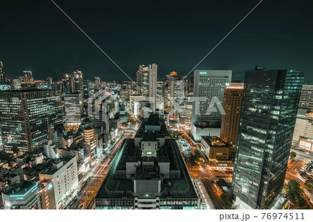 大阪駅前第三ビル展望台からの眺め　夜景【大阪都市風景】 76974511