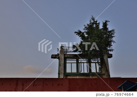 the window frame stand on the ruins, hk 27 March 2021 76974664