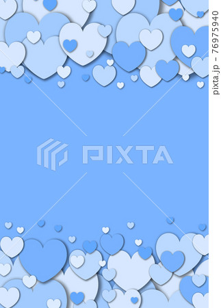 ハート素材 パステル調の青色のハートが上下から湧き上がるイメージ 縦 他色有り 76975940