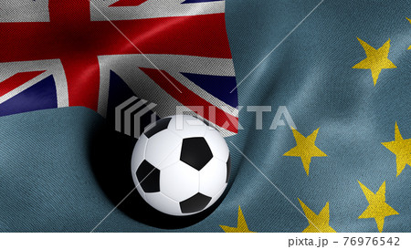 3D rendering of the flag of Tuvalu with a soccer ball 76976542