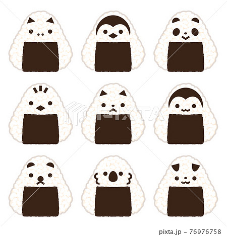 おにぎり セット H 線のイラスト素材