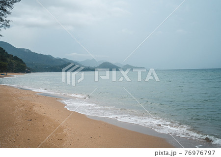 The beach on the island on a rainy day The beach on the island on a rainy day 76976797