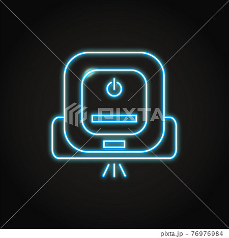 Neon smart robot mop icon in line style 76976984