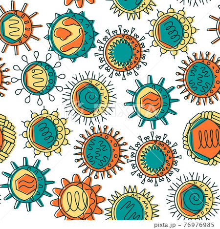 Virus types seamless pattern in colored line style 76976985