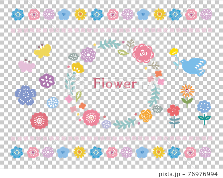 かわいい花のフレームセット かわいい花のフレームセット 76976994