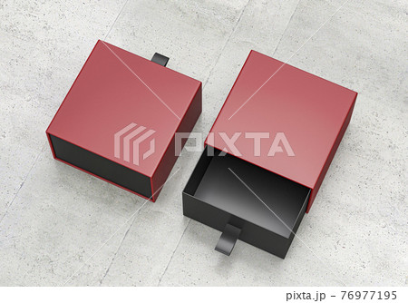 Package blank Sliding drawer maroon Cardboard Box mockup for corporate branding 76977195