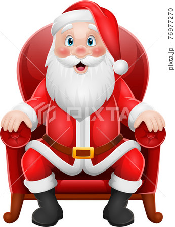 Cartoon Santa Claus Sitting In Armchair のイラスト素材