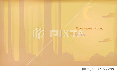 羊皮紙に描かれた月と森の背景 76977299