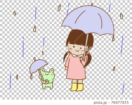 Rain frog girl holding an umbrella 76977855