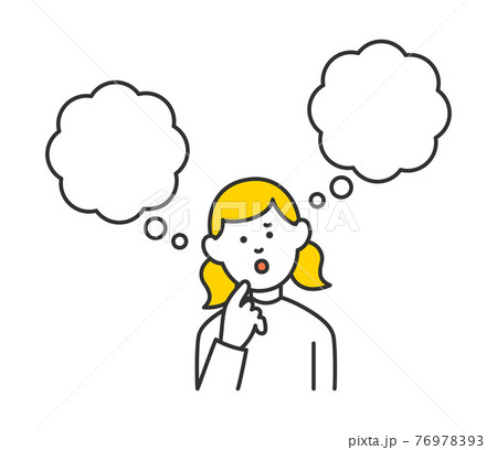 考えている女の子 ベクターイラスト素材のイラスト素材