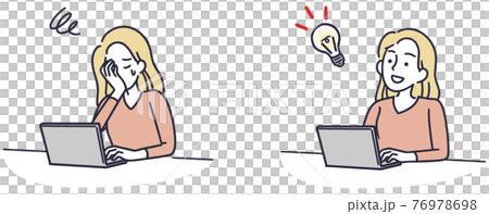 成功　失敗　女性　シンプル　イラスト 76978698