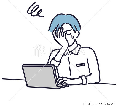 嘆く男性　シンプル　イラスト 76978701