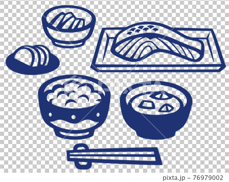 Japanese paper-cutting style illustration (dark blue) 76979002