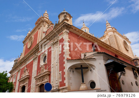 Historic buildings and monuments of Seville, Spain. hands. Statue. Iglesia Colegial Salvador 76979126