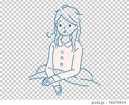 Illustration of a woman with poor sleep, malaise, and insomnia Illustration of a woman with poor sleep, malaise, and insomnia 76979954