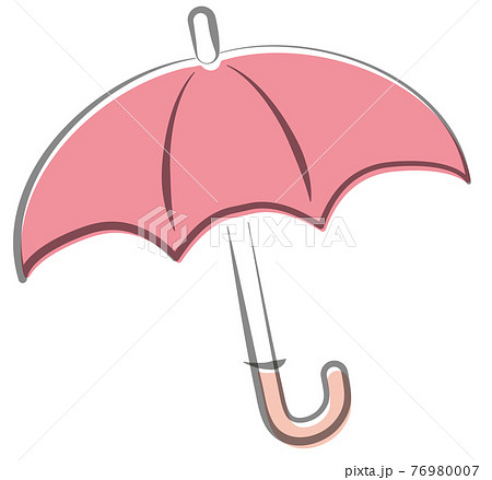 手描き水彩風の赤いの開いた傘のイラスト 白背景のイラスト素材