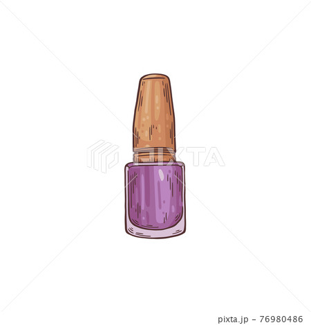 Nail enamel or lacquer glass bottle, sketch drawn vector illustration isolated. 76980486