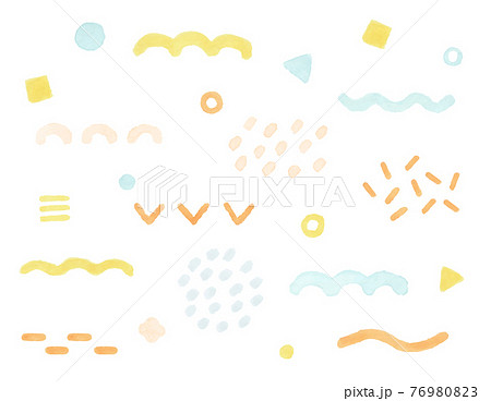 水彩の模様のセット　線　背景　飾り　模様　手描き　テクスチャ　枠　装飾　かわいい 76980823