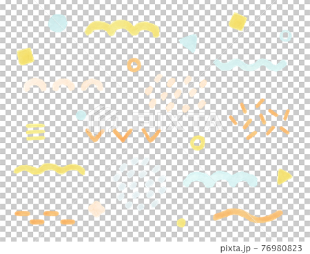 水彩の模様のセット　線　背景　飾り　模様　手描き　テクスチャ　枠　装飾　かわいい 76980823