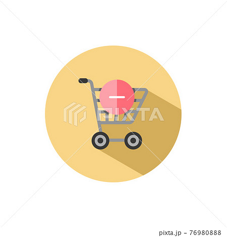 Shopping cart. Delete product. Flat icon in a circle. Commerce vector illustration Shopping cart. Delete product. Flat icon in a circle. Commerce vector illustration 76980888