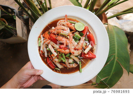 spicy salad or spicy shrimp salad spicy salad or spicy shrimp salad 76981693