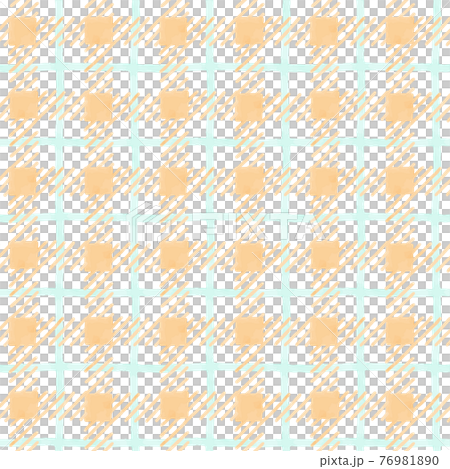 水彩風チェック柄のシームレスパターン　オレンジ 76981890