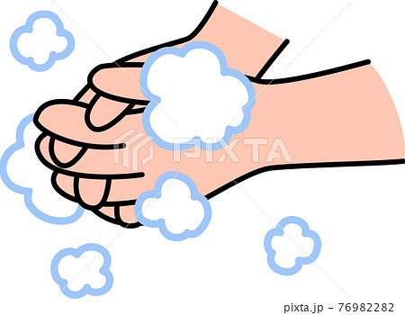 手洗い　泡立てた石鹸で指先を丁寧に洗う　コロナウイルス風邪インフルエンザ予防・対策 76982282