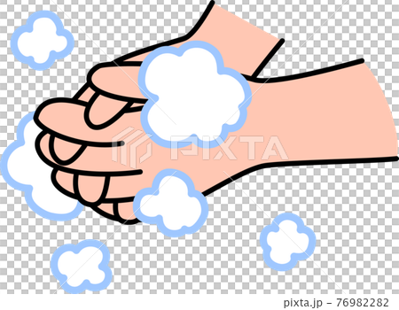 手洗い　泡立てた石鹸で指先を丁寧に洗う　コロナウイルス風邪インフルエンザ予防・対策 76982282