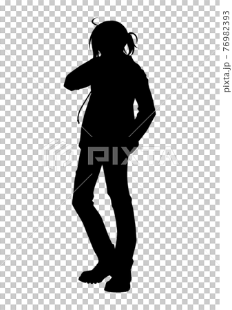 アニメ風の男の子のシルエット 76982393