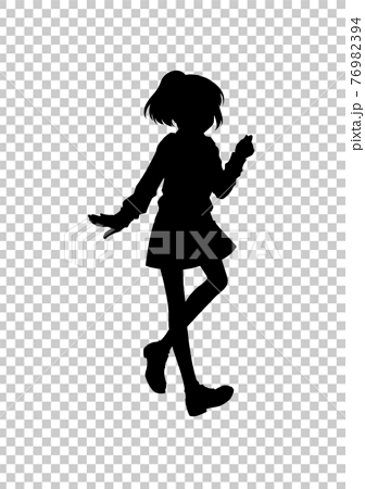  Ilustración de silueta de chica de estilo anime
