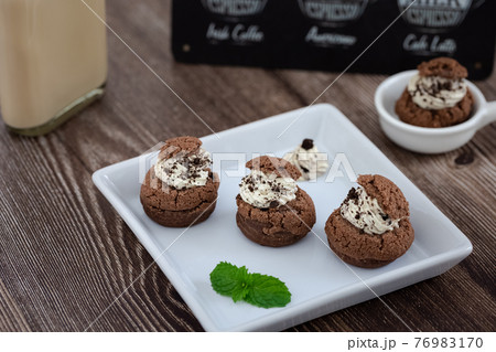 homemade cocoa cookie choux cream homemade cocoa cookie choux cream 76983170