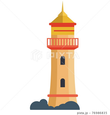 Vector lighthouse illustration, seashore beacon tower logo 76986835