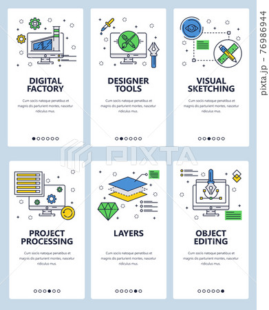 Vector line art web and mobile app template set Vector line art web and mobile app template set 76986944