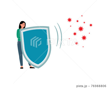 Woman protects herself against viruses, flat vector illustration isolated. 76988806